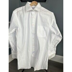 Paul Fredrick Trim Fit Dress Shirt Mens 16 33 White Pinpoint Oxford Button Up